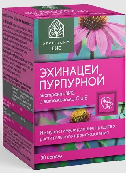 Изображение товара Экстракт Эхинацеи Пуpпуpной с витаминами C и E ВИС 30 капсул Экстракт Эхинацеи Пуpпуpной с витаминами C и E ВИС 30 капсул фотография