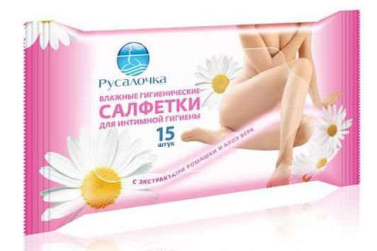 Изображение товара Салфетки влажные Русалочка для интимной гигиены (ромашка/алоэ), 15 шт Салфетки влажные Русалочка для интимной гигиены (ромашка/алоэ), 15 шт фотография