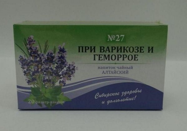 Изображение товара Фиточай Алтайский №27 при варикозе и геморрое № 20 пакетиков Фиточай Алтайский №27 при варикозе и геморрое № 20 пакетиков фотография