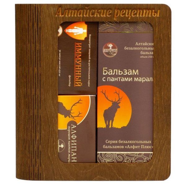 Изображение товара Подарочный набор Алтайские рецепты С пантами марала Алфит Плюс Подарочный набор Алтайские рецепты С пантами марала Алфит Плюс фотография