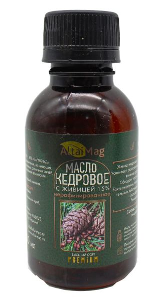 Изображение товара Масло Кедровое с живицей кедровой 15% АлтайМаг 100мл Масло Кедровое с живицей кедровой 15% АлтайМаг 100мл фотография